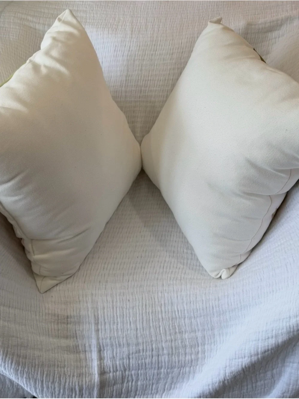 Floral Magnolia Throw Pillow Pair in White & Olive Green